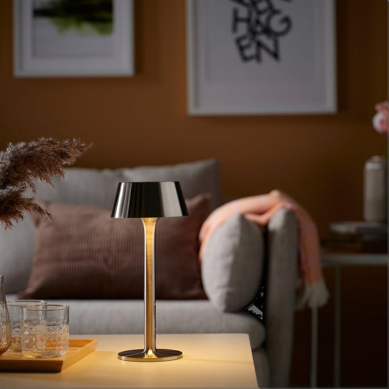 AVHALL アヴホール LEDポータブルランプ - 電池式 調光可能/ニッケルメッキ 屋外用 29cm