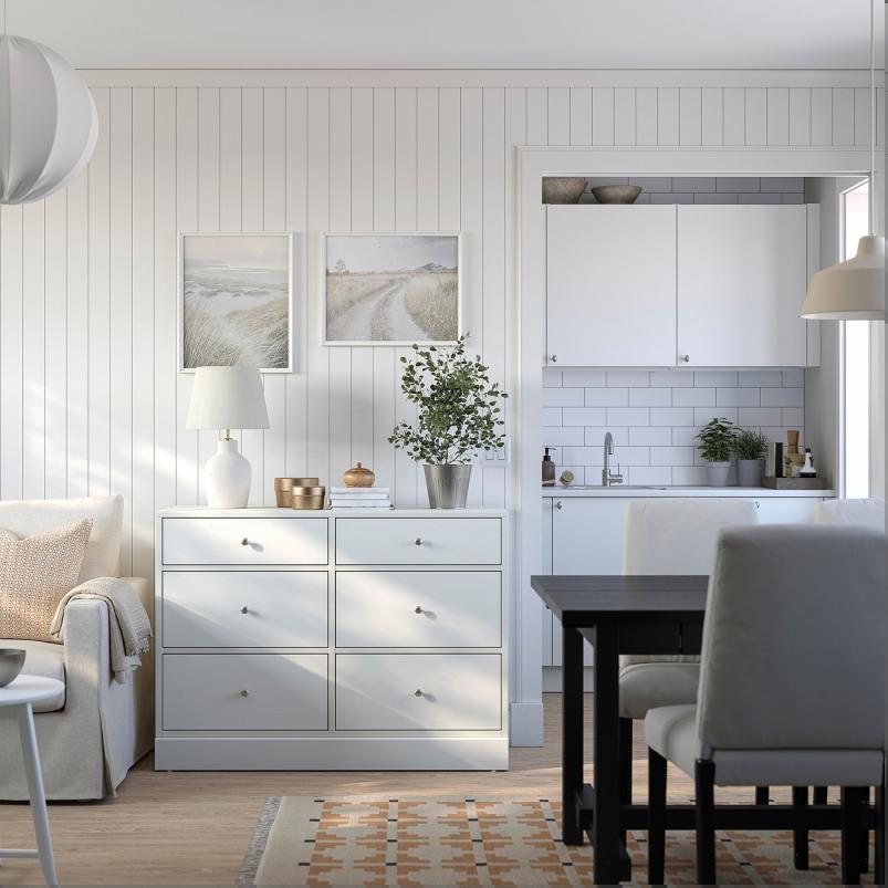 HAVSTA ハーヴスタ チェスト（引き出し×6） - ホワイト 121x47x89cm