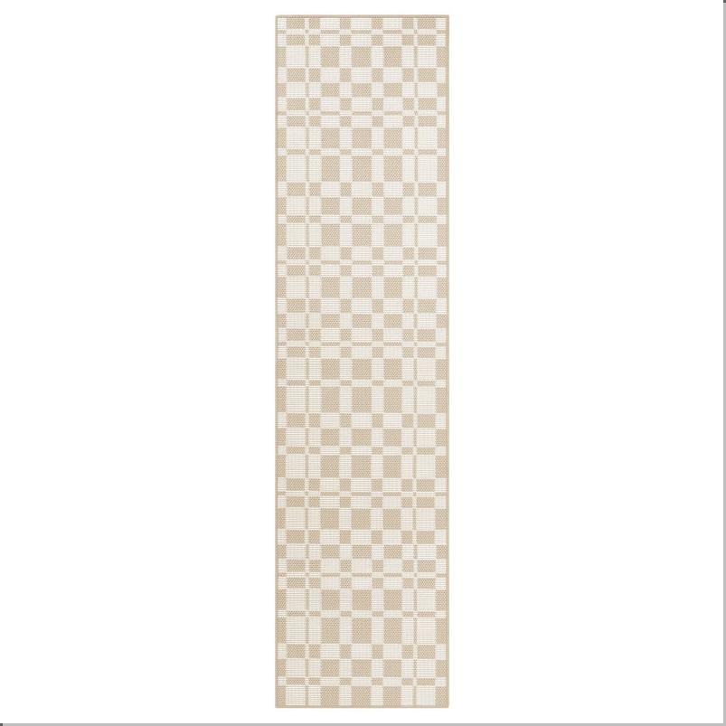 NATTAG ナットーグ キッチンマット - ベージュ/チェック 45x180cm