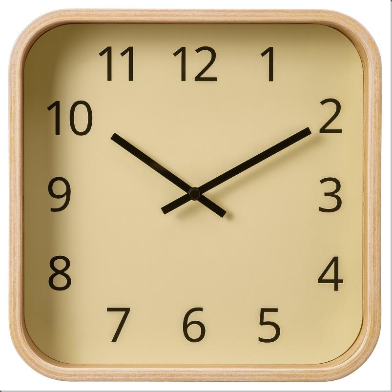 SKOGSSVALA スコグスヴァーラ 静音 掛け時計 - オーク材突き板 24x24cm