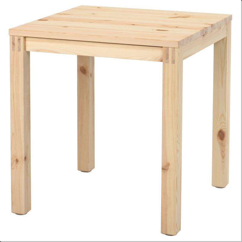 IKEA PS 2026 テーブル 引き出し付き - パイン材 クリアラッカー仕上げ 70x70 cm