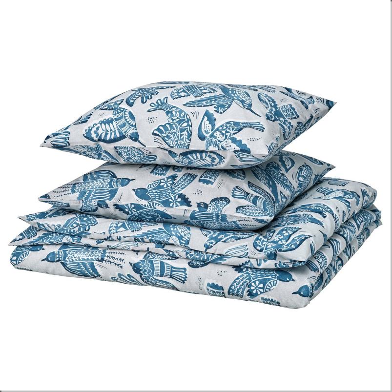 BITTERSOTA ビッテルソータ 掛け布団カバー＆枕カバー（枕カバー2枚） - ライトグレー/ブルー 200x200/50x60cm