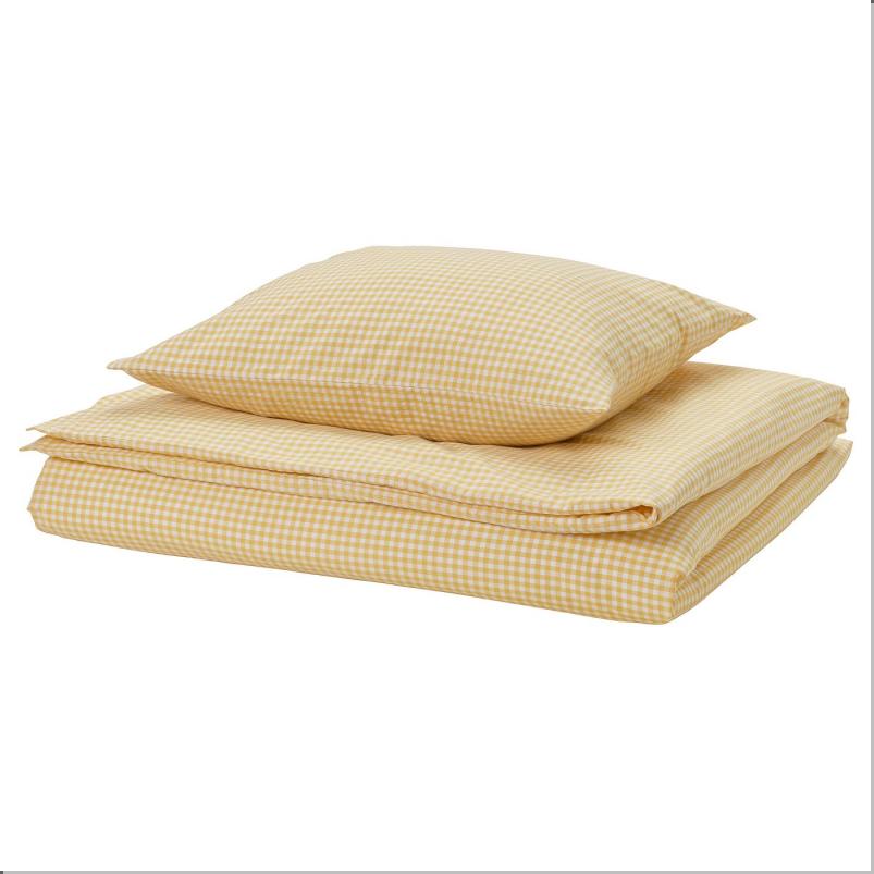 WEYMOUTHTALL ウイムスタル 掛け布団カバー＆枕カバー - イエロー ホワイト/チェック 150x200/50x60cm