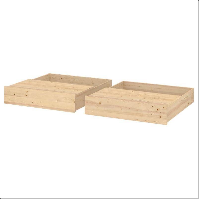 GLAMBERGET グラムベルゲット ベッド下収納ボックス2個、トレイ2個 - パイン材