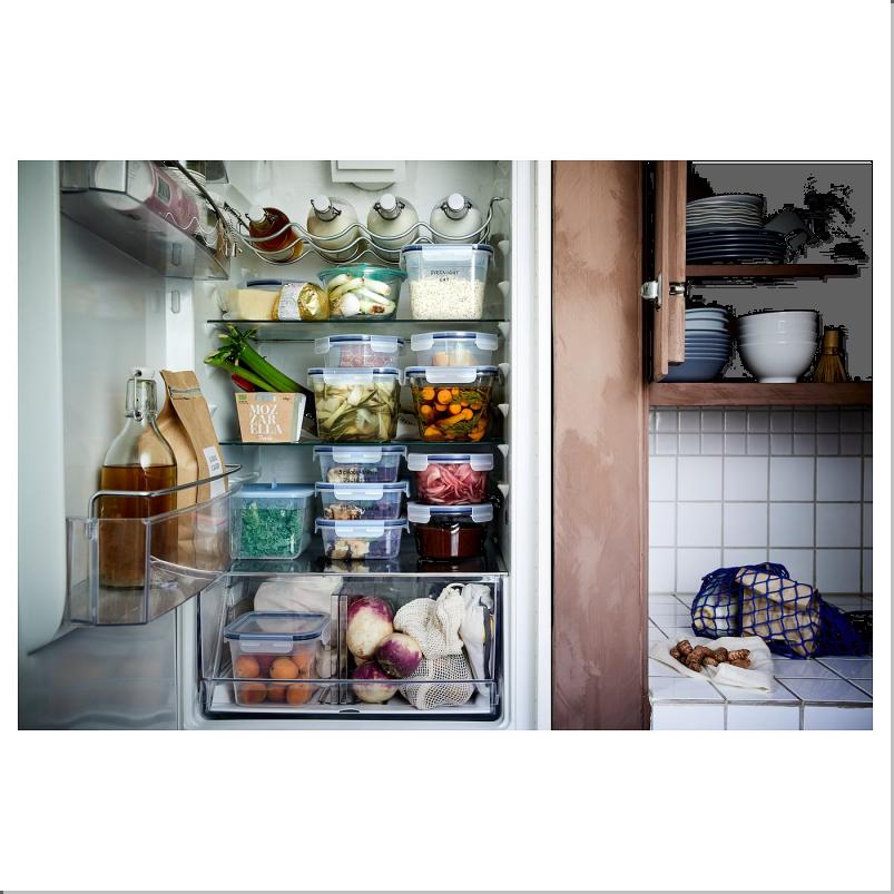 IKEA 365+ 保存容器 ふた付き - 正方形 プラスチック/シリコン 1.4L