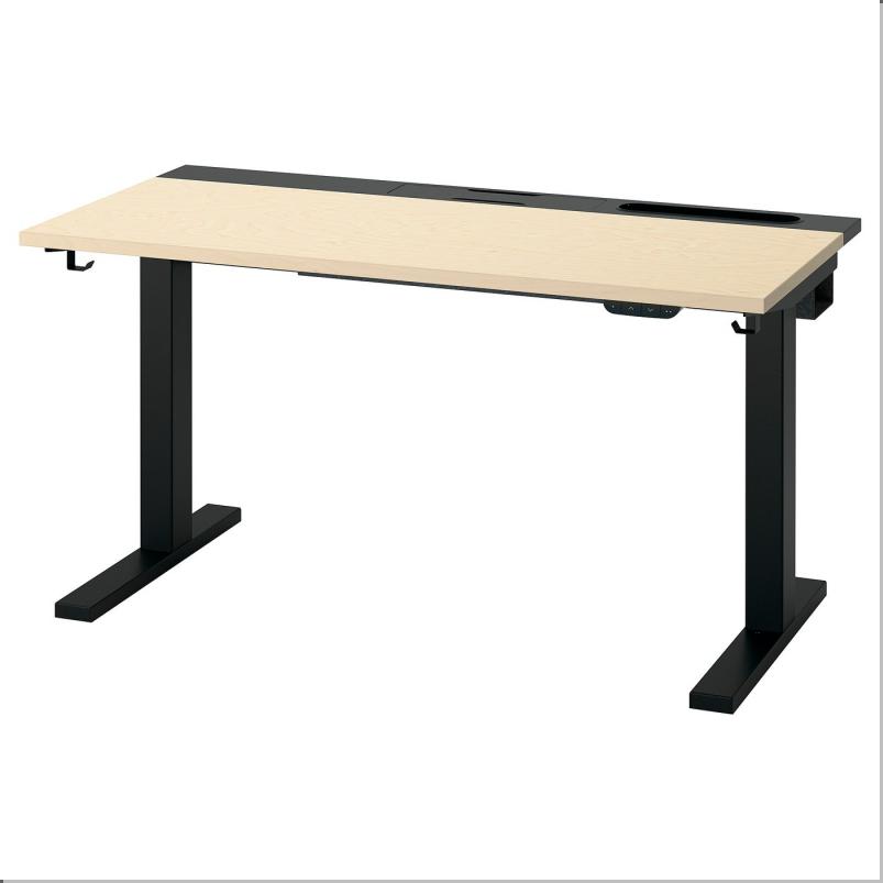 MITTZON ミッツォーン デスク 昇降式 - 100V バーチ材突き板/ブラック 120x60cm