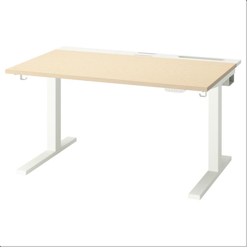 MITTZON ミッツォーン デスク 昇降式 - 100V バーチ材突き板/ホワイト 120x80cm