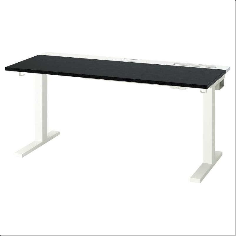 MITTZON ミッツォーン デスク 昇降式 - 100V ブラックステインアッシュ材突き板/ホワイト 140x60cm