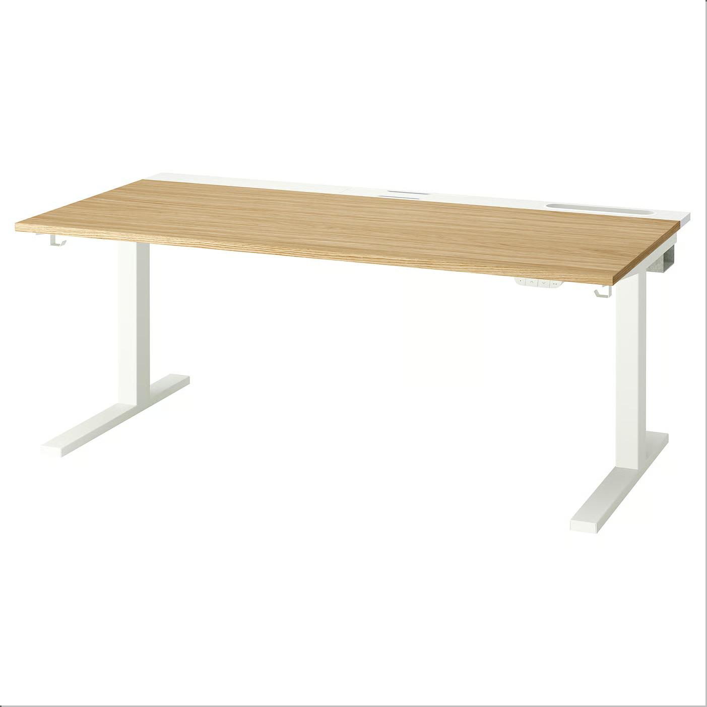 MITTZON ミッツォーン デスク 昇降式 - 100V オーク材突き板/ホワイト 160x80cm