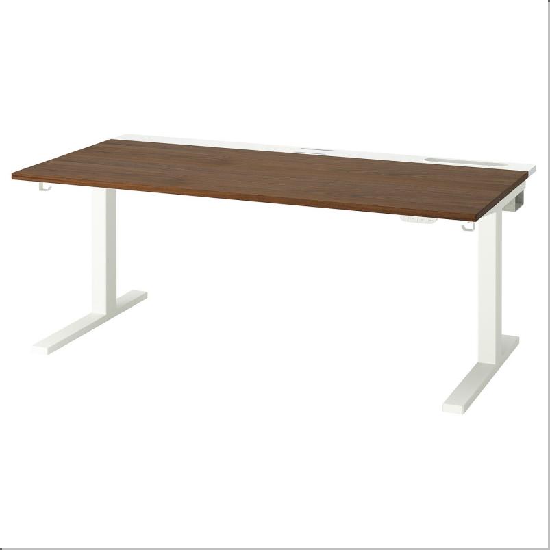 MITTZON ミッツォーン デスク 昇降式 - 100V ウォールナット材突き板/ホワイト 160x80cm