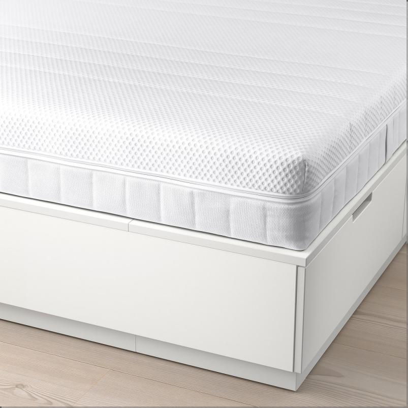NORDLI ノールドリ ベッドフレーム 収納＋マットレス付き - ホワイト/オークレハムン ふつう 90x200cm