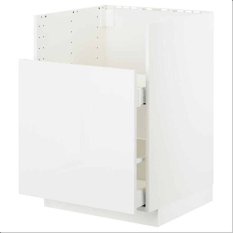 METOD メトード / MAXIMERA マキシメーラ ベースキャビネット TALLSJON/タルショーン シンク用 - ホワイト/リンガフルト ホワイト 60x60cm
