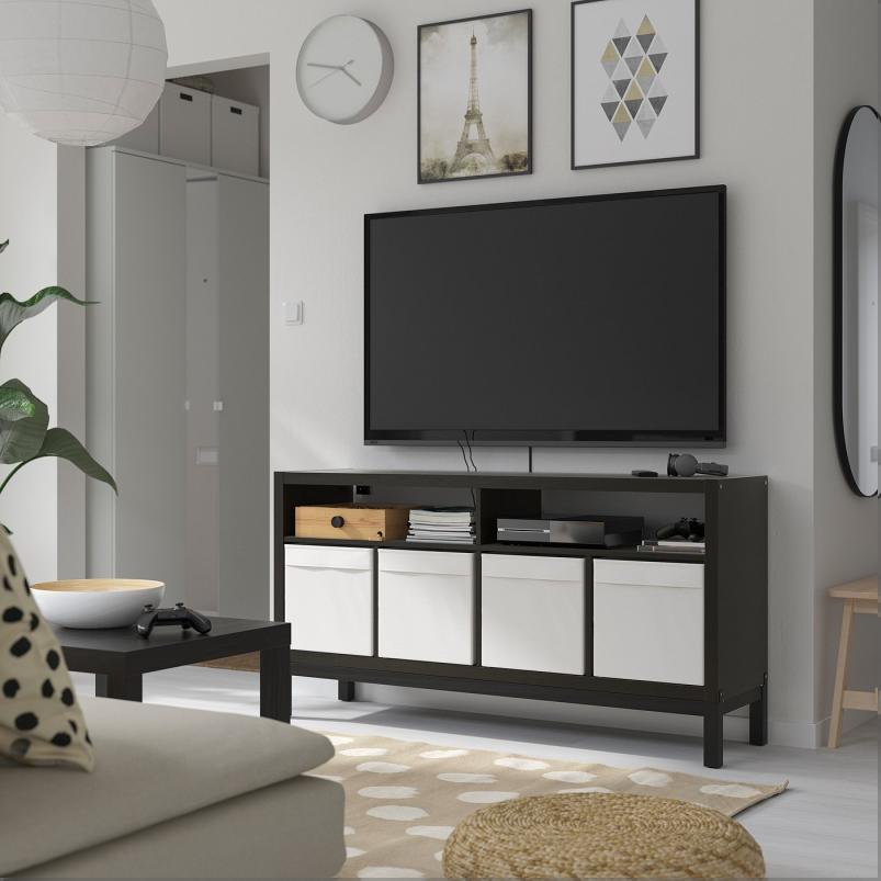 KALLAX カラックス テレビ台 下部フレーム付き - ブラックブラウン 147x39x78cm
