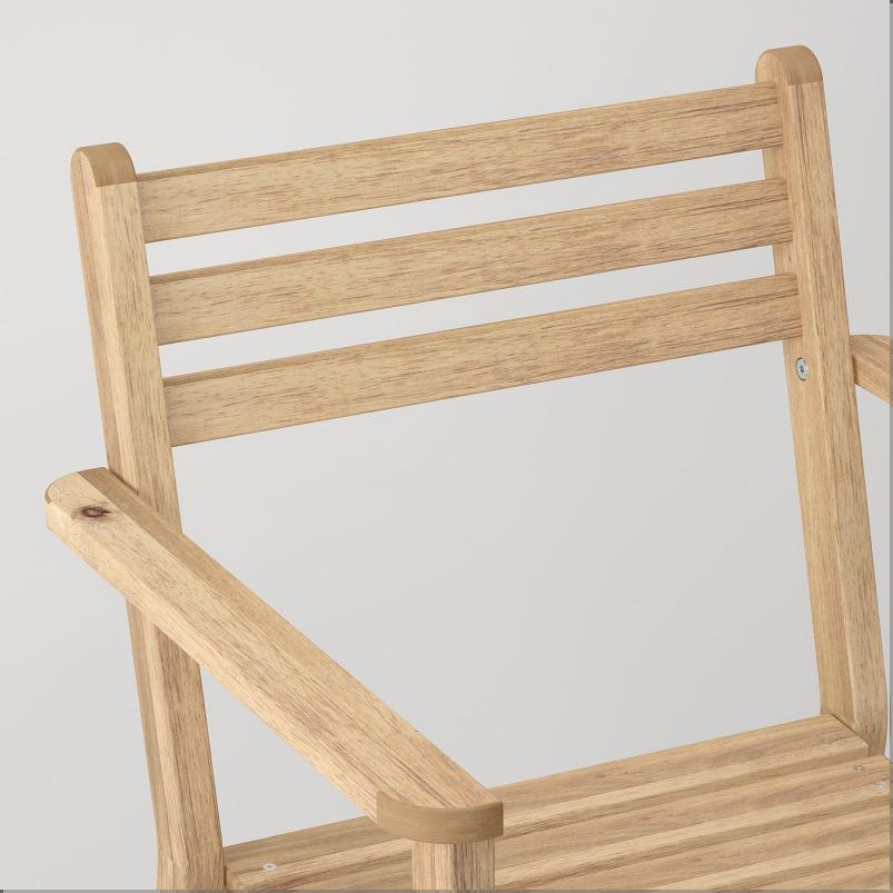 ASKHOLMEN アスクホルメン テーブル+チェア アームレスト付き4脚、屋外用 - アカシア材/クローサン ダークブルー 143x75cm