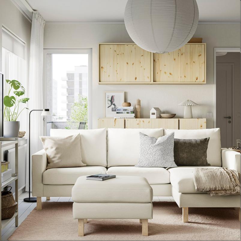 SALTSJOBADEN サルトショバーデン 3人掛けソファ 寝椅子付き - ブレキンゲ ホワイト