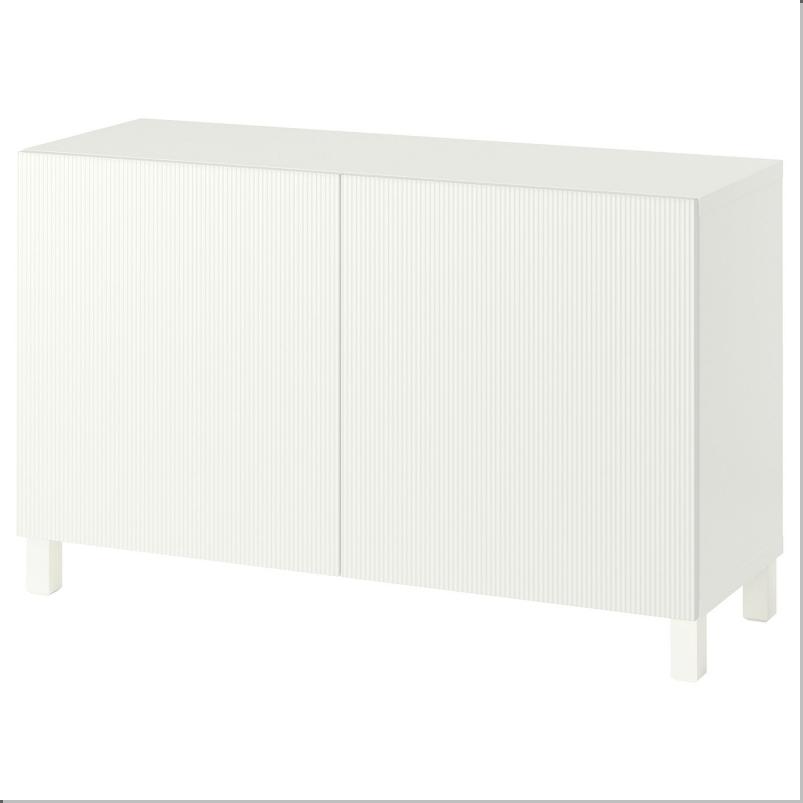 BESTÅ ベストー 収納コンビネーション 扉付 - フォーヴァルタレ ホワイト/ストゥッバルプ ホワイト 120x42x74 cm