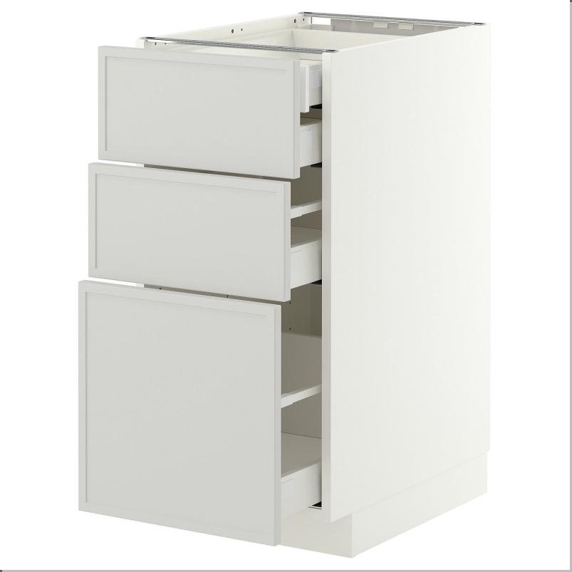 METOD メトード / MAXIMERA マキシメーラ ベースキャビネット 引き出し前部3枚/引き出し4個付き - ホワイト/アスプゥデン ライトグレー 40x60x80cm