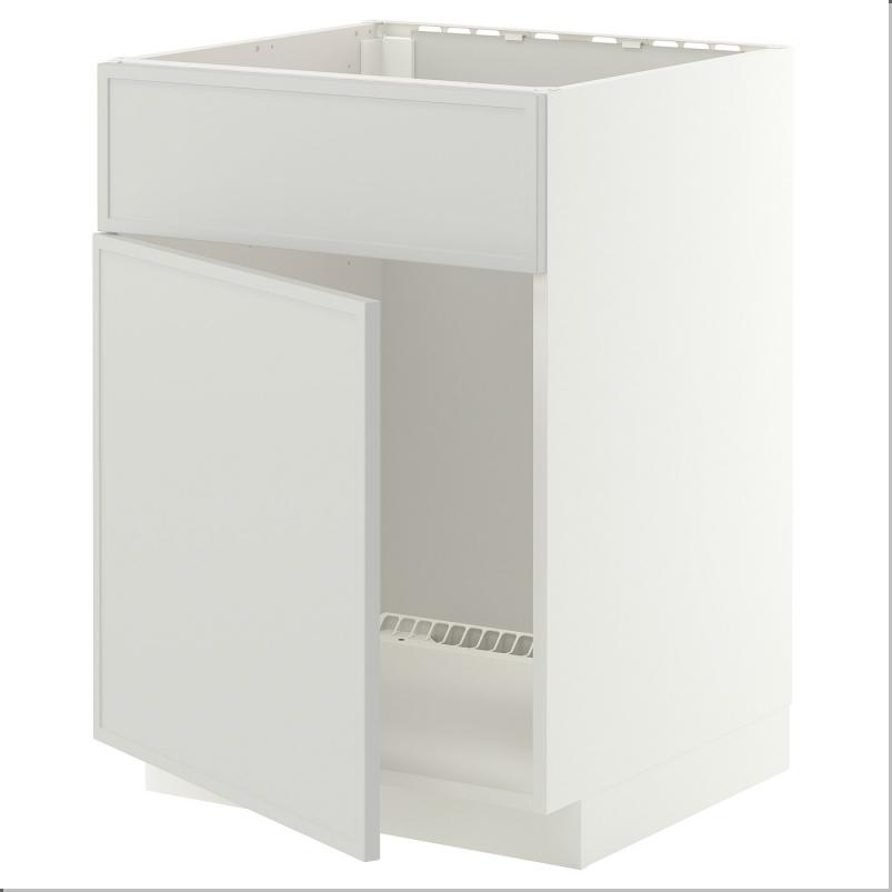 METOD メトード ベースキャビネット シンク用 扉/引き出し前部 - ホワイト/アスプゥデン ライトグレー 60x60x80cm