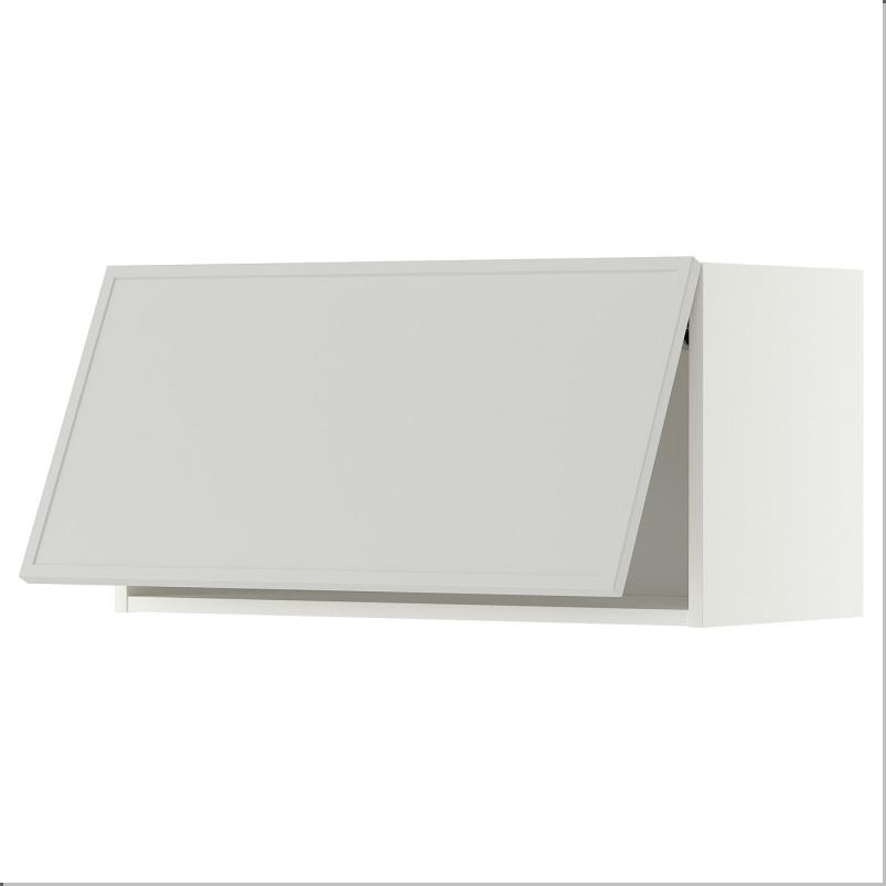 METOD メトード ウォールキャビネット 横型 - ホワイト/アスプウッデン ライトグレー 80x37x40cm