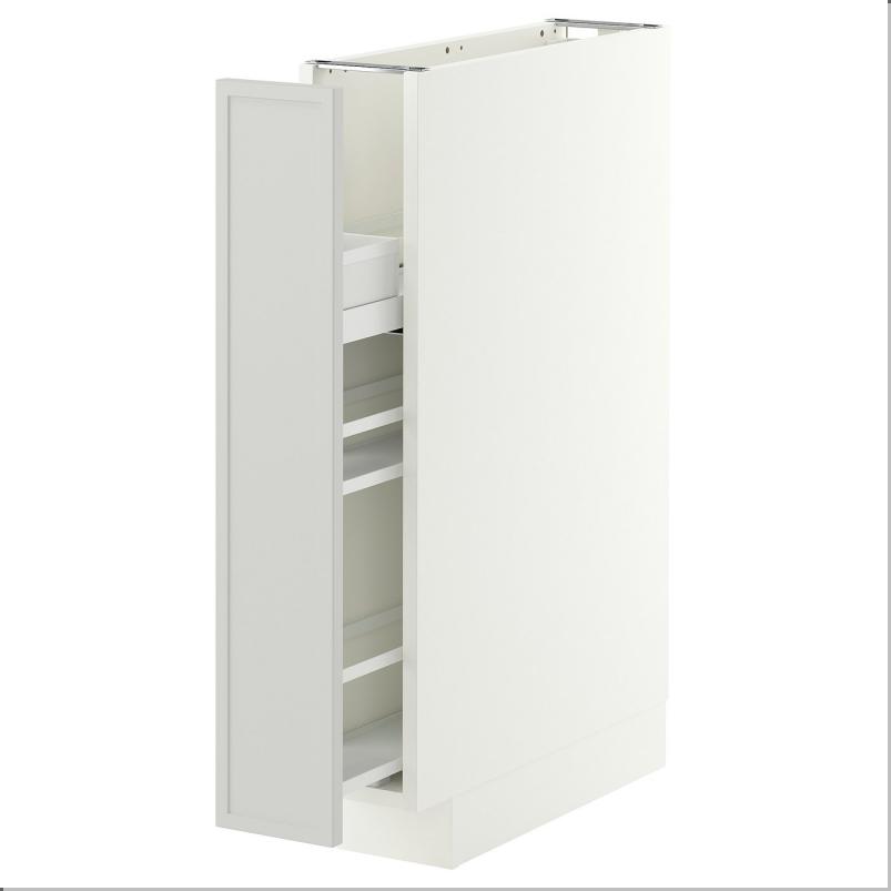 METOD メトード ベースキャビネット/引き出し式収納アクセサリー - ホワイト/アスプウッデン ライトグレー 15x60x80cm