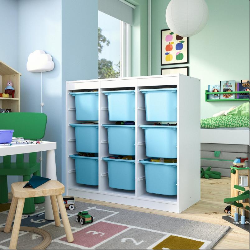 TROFAST トロファスト 収納コンビネーション - ルームディバイダ―/ホワイト ライトブルー 99x44x95cm