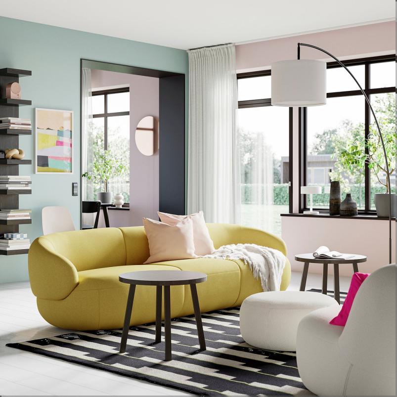 LILLESATER リレセーテル 4人掛けソファ - グンナレド ブライトグリーンイエロー