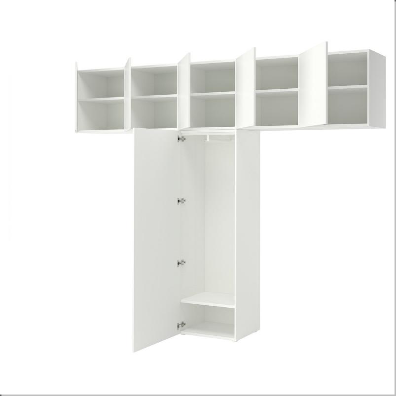 PLATSA プラッツァ ワードローブ 扉6枚付き - ホワイト フォッネス/ホワイト 300x42x241cm