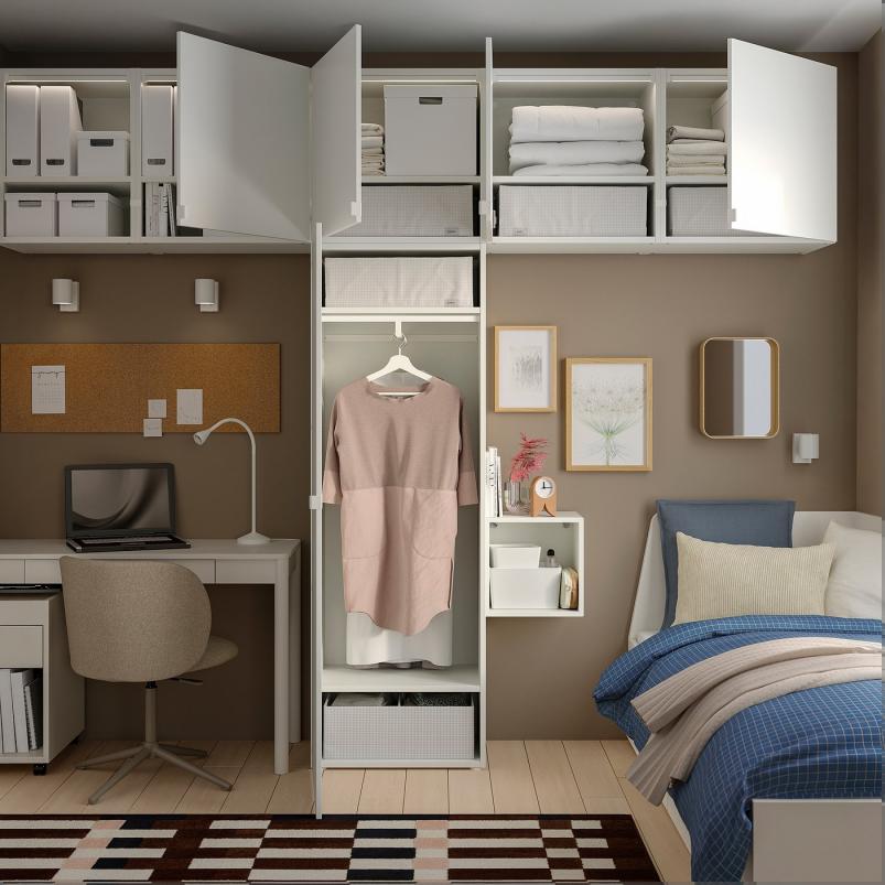 PLATSA プラッツァ ワードローブ 扉6枚付き - ホワイト フォッネス/ホワイト 300x42x241cm