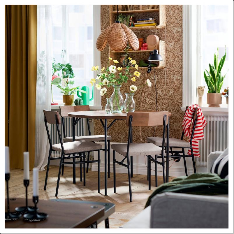 GRÖTÅN グロートーン / GRÖTÅN グロートーン テーブル＆チェア4脚 - パイン材 ブラウンステイン/ティッブレビ ダークベージュ 105 cm