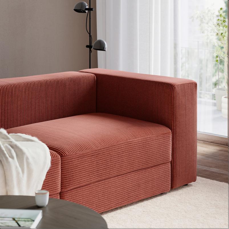 JATTEBO イェッテボ 3人掛けモジュールソファ - サムサーラ ブラウンレッド