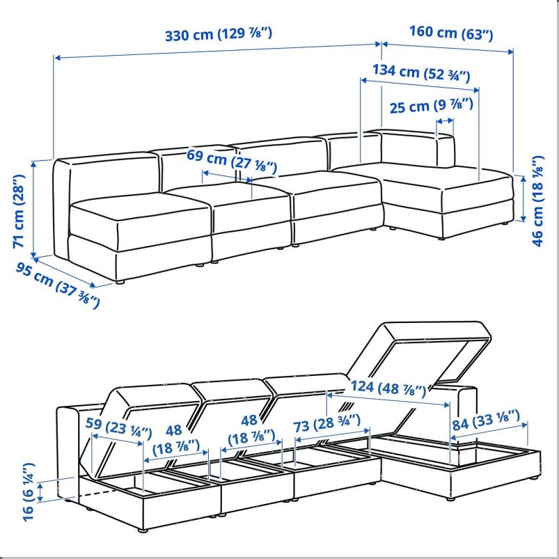 JATTEBO イェッテボ 4.5人掛けモジュールソファ 寝椅子付き - 右/サムサーラ ダークブラウン