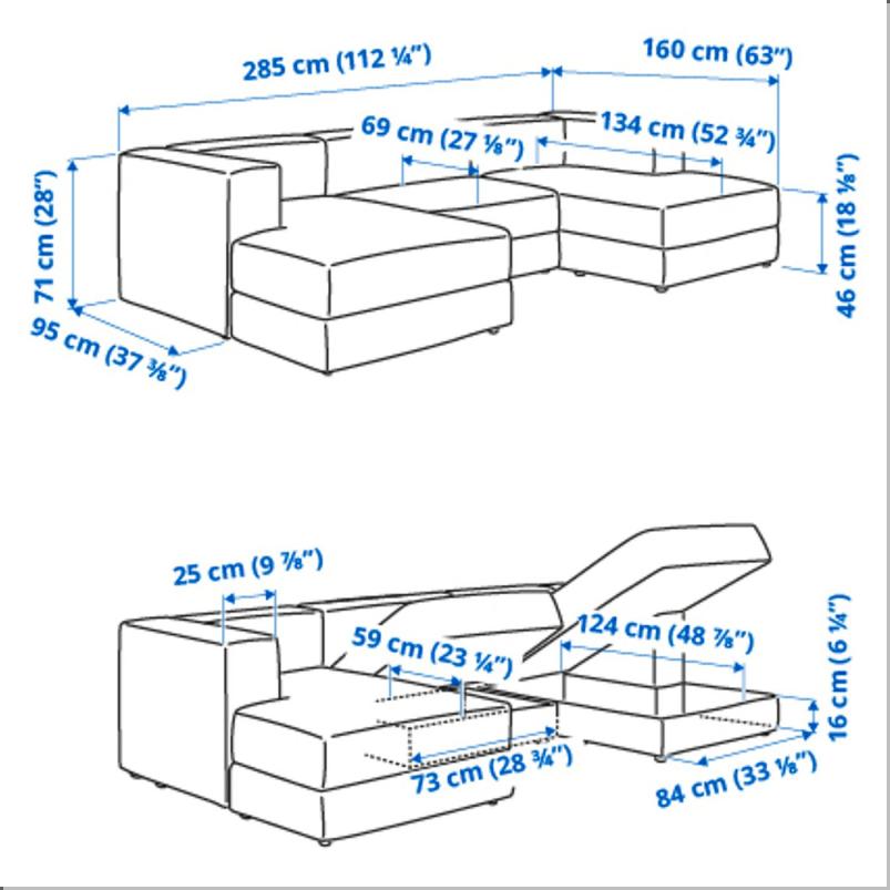 JATTEBO イェッテボ 3.5人掛けモジュールソファ 寝椅子付き - アームレスト付き サムサーラ/イエローブラウン