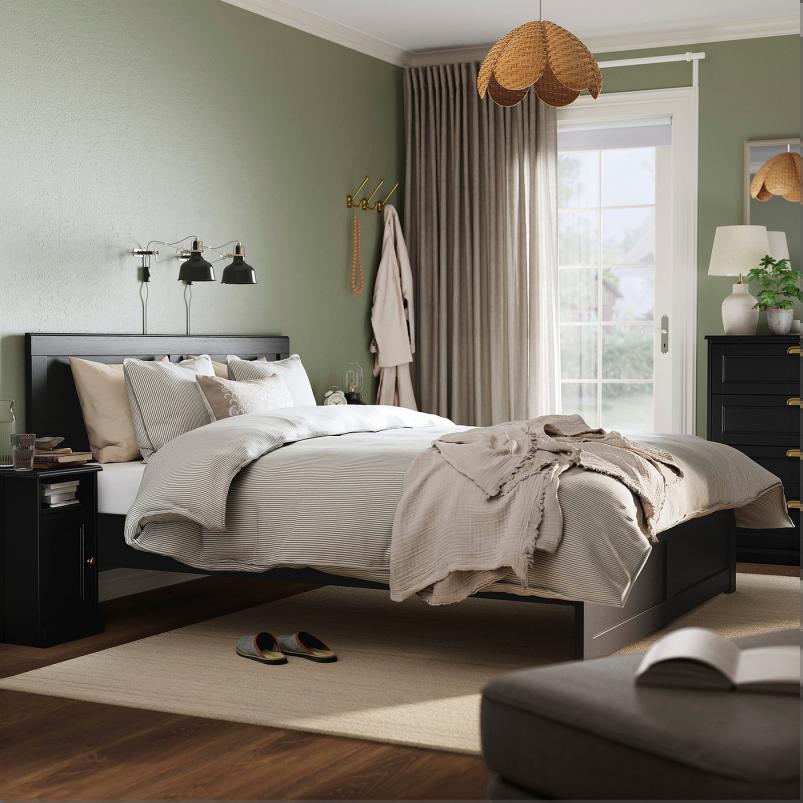 FAGELFJALLET フォーゲルフィェレット ベッドルーム家具4点セット - ブラック オーク調 140x200cm