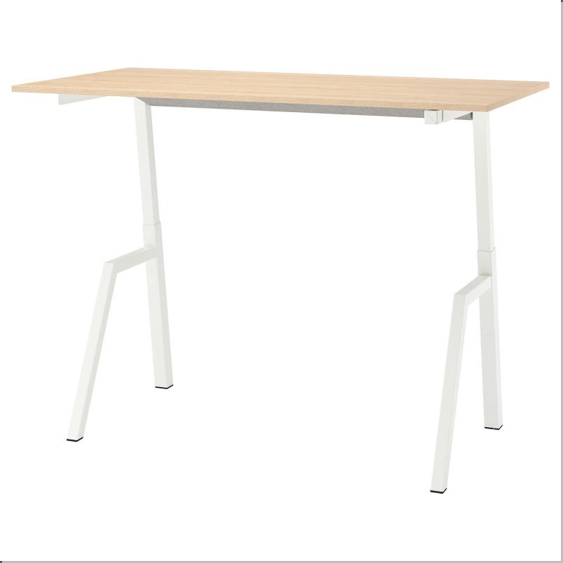 TROTTEN トロッテン デスク 昇降式 - 100V アッシュ調/ホワイト 160x80cm