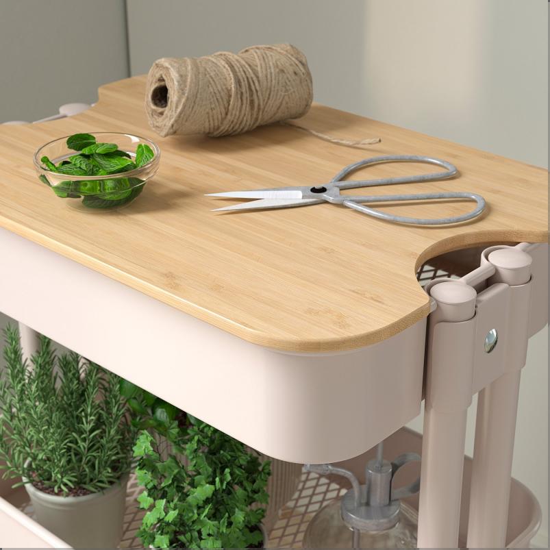 RÅSKOG ロースコグ / NORRÅVA ノルオーヴァ ワゴン ふた付き - ピンク 28x38x62 cm