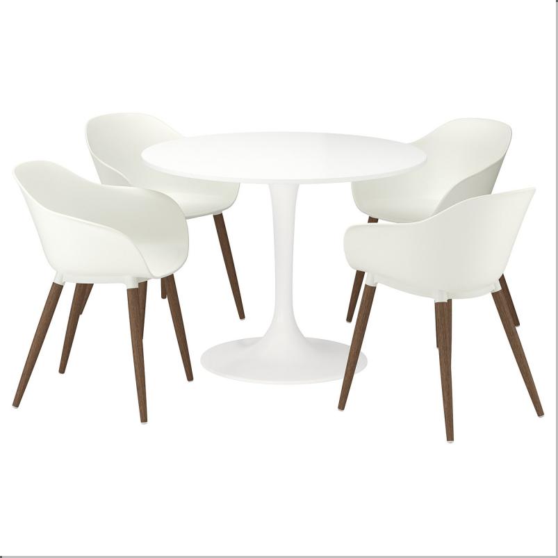 DOCKSTA ドクスタ / GRÖNSTA グローンスタ テーブル＆アームレスト付きチェア 4脚 - ホワイト/ホワイト 103 cm