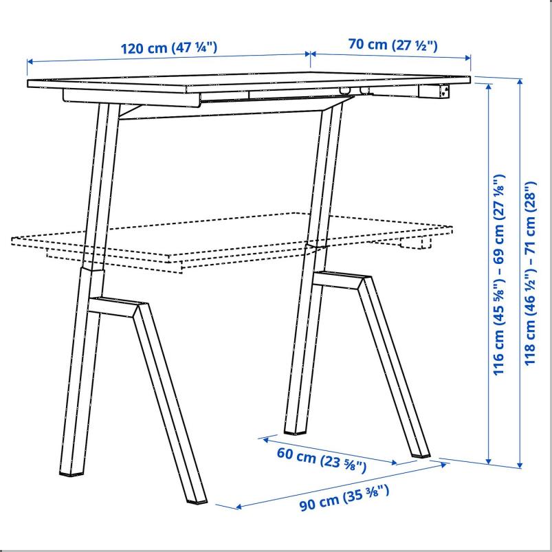 TROTTEN トロッテン / SMORKULL スモールクル デスク&チェア - 100V アッシュ調/ホワイト ダークグレー 120x70cm