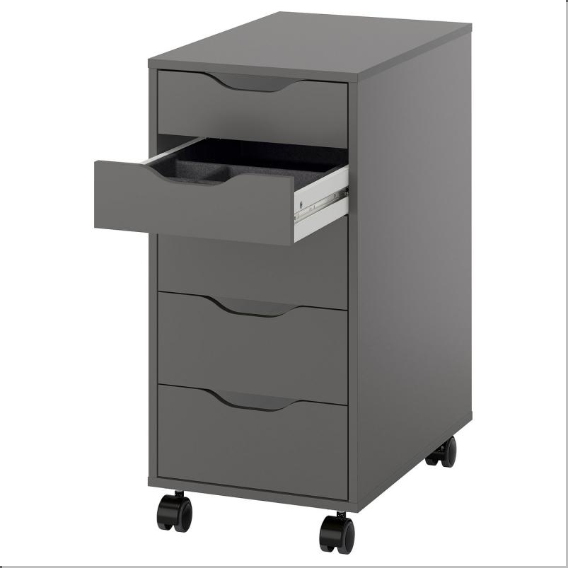 ALEX アレクス 引き出しユニット キャスター付き - インサート付き ダークグレー/ブラック 36x76 cm