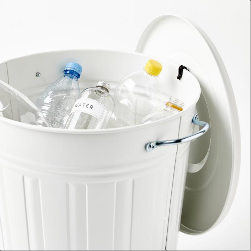 KNODD クノッド ふた付きゴミ箱 - ホワイト 40L
