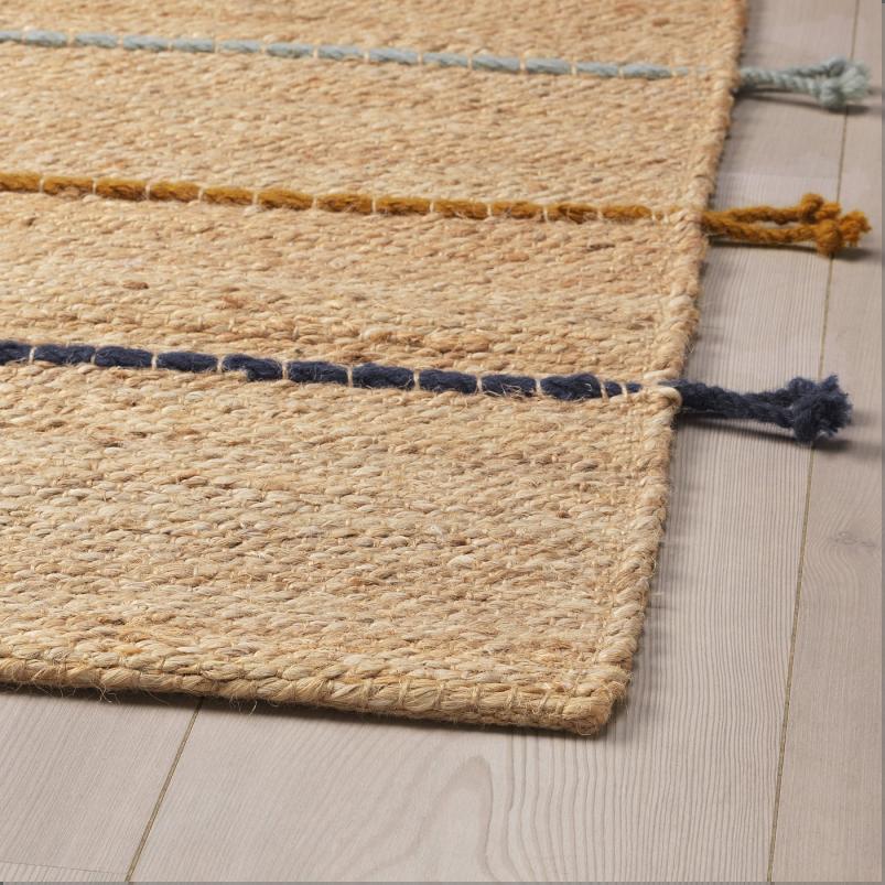 RAKLEV ラークレーヴ ラグ 平織り - ハンドメイド ナチュラル/マルチカラー 70x160cm