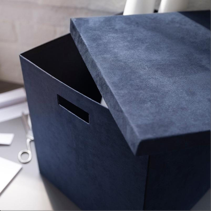 GJATTA イェッタ 収納ボックス ふた付き - ベルベット ダークブルー 32x35x32cm