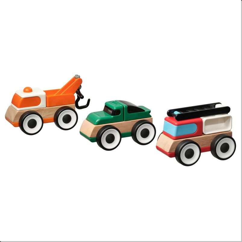 LILLABO リラブー 乗り物セット 3点 - 消防車 スポーツカー/レッカー車 マルチカラー