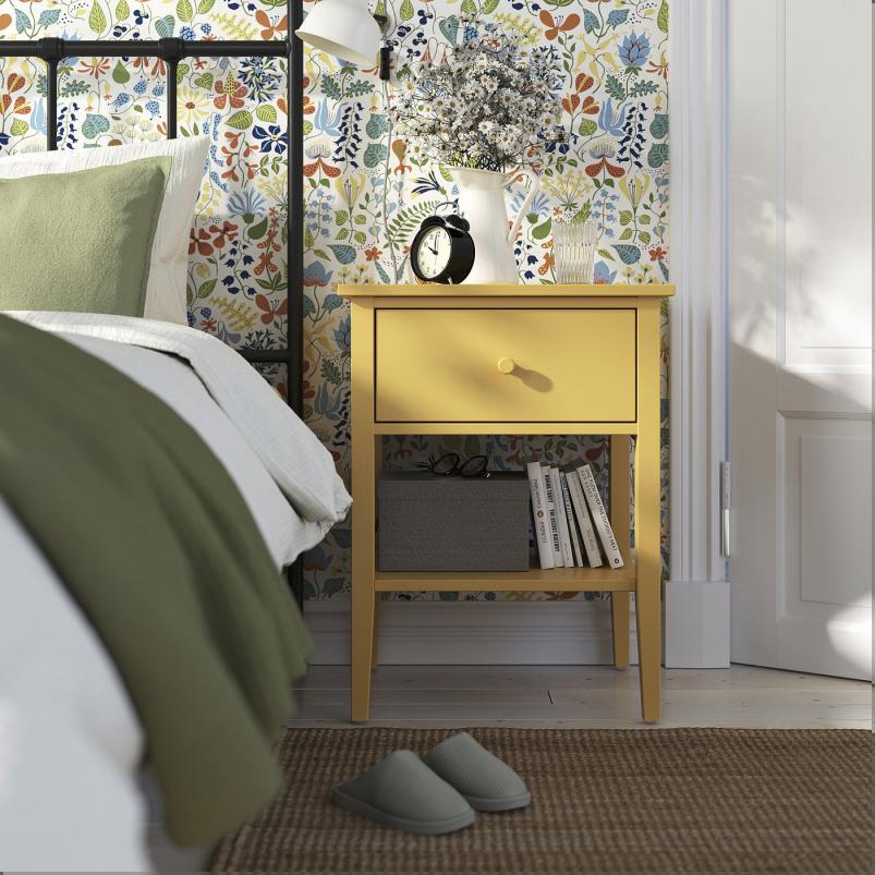 GULLABERG グラベリ サイドテーブル - イエロー/引き出し1段付き 棚板1枚付き 53x43x69cm