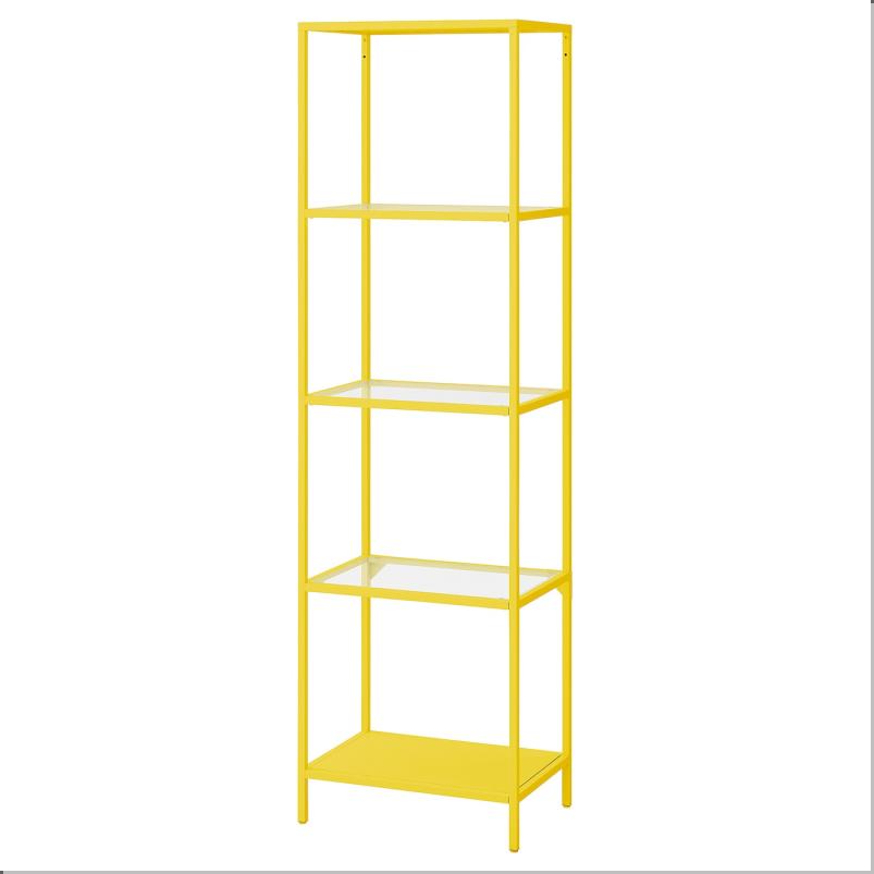 VITTSJÖ ヴィットショー シェルフユニット - イエロー/ガラス 51x175 cm
