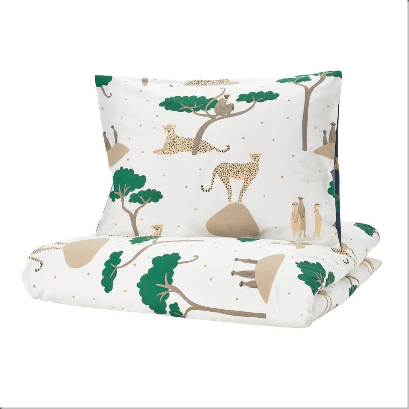 SANDLOPARE サンドローパレ 掛け布団カバー＆枕カバー - ホワイト ダークブルー/サバンナ 150x200/50x60cm