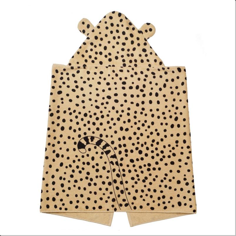 SANDLOPARE サンドローパレ フード付きバスタオル - ライトブラウン/チーター模様 70x140cm