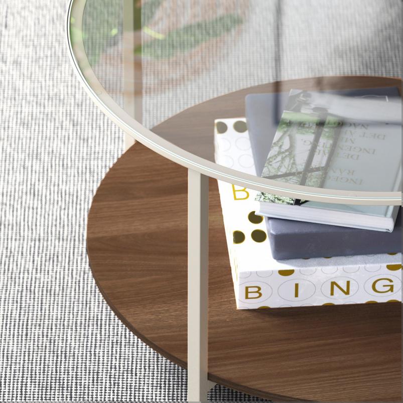 VITTSJO ヴィットショー コーヒーテーブル - ライトベージュ/ガラス 75cm