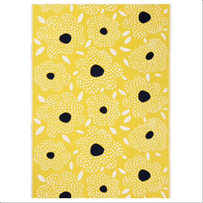 BUSKOPUNTIA ブスコプンティア カットクロス - イエロー ブラック/ホワイト/水玉模様 150x300cm