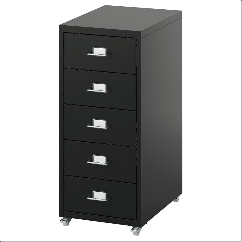 HELMER ヘルメル 引き出しユニット キャスター付き - ブラック 28x65 cm