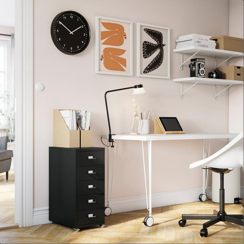 HELMER ヘルメル 引き出しユニット キャスター付き - ブラック 28x65 cm